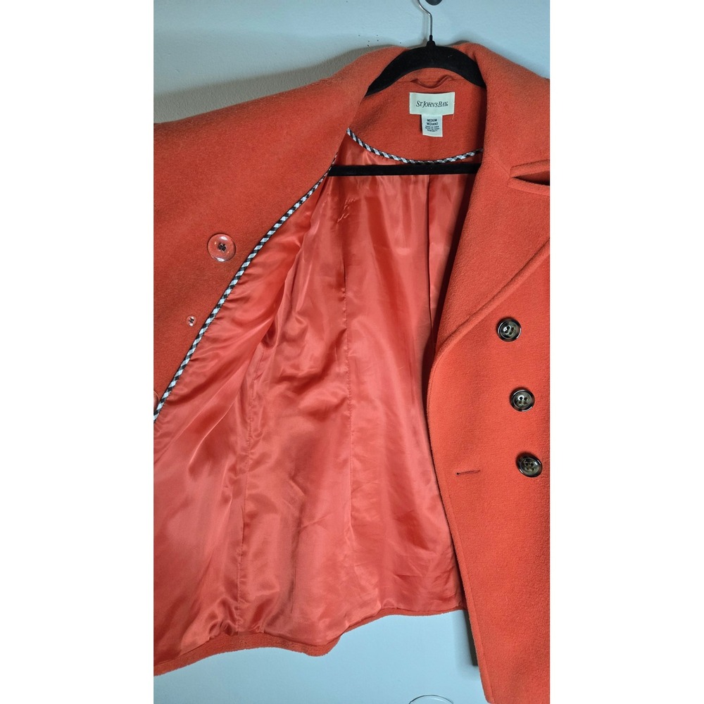 St. John's Bay Women's Medium Orange Wool Cashmere Peacoat Double Breasted - Picture 2 of 7